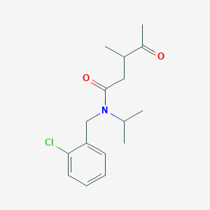 molecular formula C16H22ClNO2 B4058193 N-(2-chlorobenzyl)-N-isopropyl-3-methyl-4-oxopentanamide 