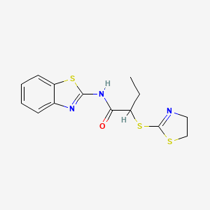 molecular formula C14H15N3OS3 B4058333 N-(1,3-benzothiazol-2-yl)-2-(4,5-dihydro-1,3-thiazol-2-ylsulfanyl)butanamide 