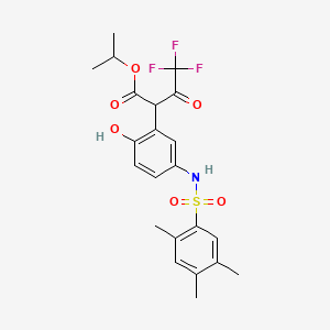 molecular formula C22H24F3NO6S B4058428 propan-2-yl 4,4,4-trifluoro-2-[2-hydroxy-5-[(2,4,5-trimethylphenyl)sulfonylamino]phenyl]-3-oxobutanoate 