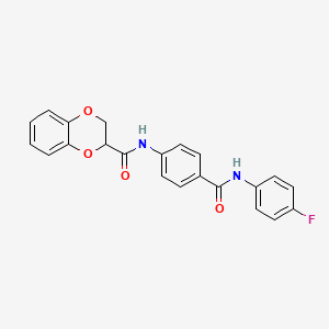 molecular formula C22H17FN2O4 B4058490 N-[4-[(4-fluorophenyl)carbamoyl]phenyl]-2,3-dihydro-1,4-benzodioxine-3-carboxamide 