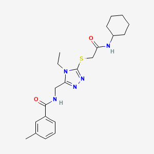 molecular formula C21H29N5O2S B4058677 N-[(5-{[2-(cyclohexylamino)-2-oxoethyl]sulfanyl}-4-ethyl-4H-1,2,4-triazol-3-yl)methyl]-3-methylbenzamide 