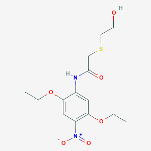molecular formula C14H20N2O6S B4058870 N-(2,5-diethoxy-4-nitrophenyl)-2-(2-hydroxyethylsulfanyl)acetamide 