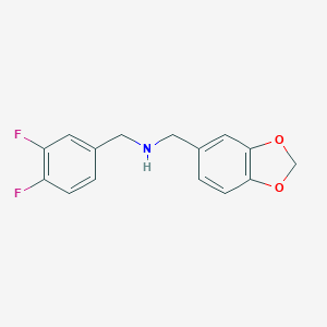 molecular formula C15H13F2NO2 B405889 Benzo[1,3]dioxol-5-ylmethyl-(3,4-difluoro-benzyl)-amine 