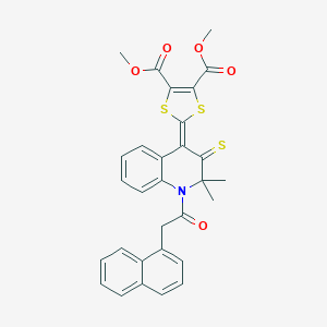 molecular formula C30H25NO5S3 B405906 4,5-DIMETHYL 2-{2,2-DIMETHYL-1-[2-(NAPHTHALEN-1-YL)ACETYL]-3-SULFANYLIDENE-1,2,3,4-TETRAHYDROQUINOLIN-4-YLIDENE}-2H-1,3-DITHIOLE-4,5-DICARBOXYLATE 