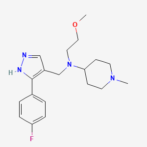 molecular formula C19H27FN4O B4059125 N-[[5-(4-fluorophenyl)-1H-pyrazol-4-yl]methyl]-N-(2-methoxyethyl)-1-methylpiperidin-4-amine 