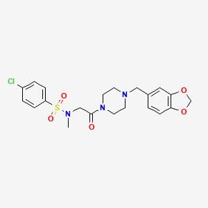 molecular formula C21H24ClN3O5S B4059163 N-{2-[4-(1,3-benzodioxol-5-ylmethyl)piperazin-1-yl]-2-oxoethyl}-4-chloro-N-methylbenzenesulfonamide 