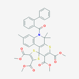 molecular formula C38H33NO9S3 B405920 tetramethyl 6'-([1,1'-biphenyl]-2-ylcarbonyl)-5',5',8'-trimethyl-5',6'-dihydrospiro(1,3-dithiole-2,1'-[1'H]-thiopyrano[2,3-c]quinoline)-2',3',4,5-tetracarboxylate 