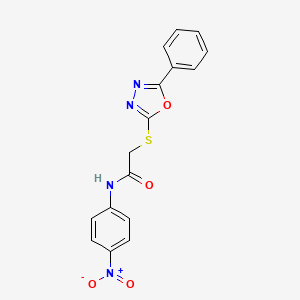 molecular formula C16H12N4O4S B4059208 N-(4-nitrophenyl)-2-((5-phenyl-1,3,4-oxadiazol-2-yl)thio)acetamide 