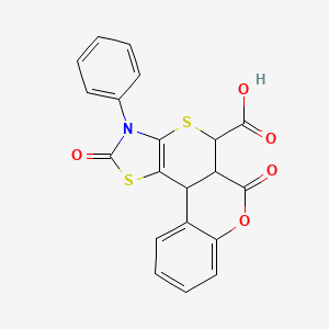 molecular formula C20H13NO5S2 B4059352 9,15-dioxo-14-phenyl-8-oxa-12,16-dithia-14-azatetracyclo[8.7.0.02,7.013,17]heptadeca-2,4,6,13(17)-tetraene-11-carboxylic acid 