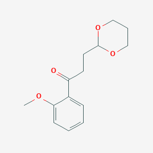 molecular formula C14H18O4 B040599 3-(1,3-DIOXAN-2-YL)-2'-METHOXYPROPIOPHENONE CAS No. 121789-31-9