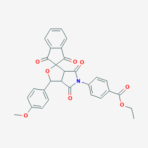 molecular formula C30H23NO8 B406007 ethyl 4-[1-(4-methoxyphenyl)-1',3',4,6-tetraoxospiro[3a,6a-dihydro-1H-furo[3,4-c]pyrrole-3,2'-indene]-5-yl]benzoate CAS No. 459783-91-6