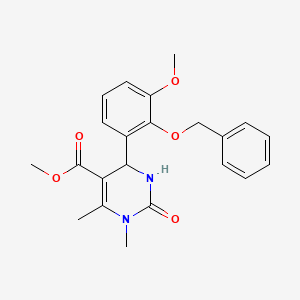 molecular formula C22H24N2O5 B4060149 Methyl 6-(3-methoxy-2-phenylmethoxyphenyl)-3,4-dimethyl-2-oxo-1,6-dihydropyrimidine-5-carboxylate 