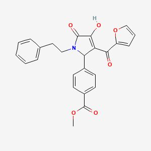 molecular formula C25H21NO6 B4060287 methyl 4-[3-(furan-2-carbonyl)-4-hydroxy-5-oxo-1-(2-phenylethyl)-2,5-dihydro-1H-pyrrol-2-yl]benzoate 