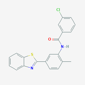 molecular formula C21H15ClN2OS B406033 N-[5-(1,3-benzothiazol-2-yl)-2-methylphenyl]-3-chlorobenzamide 