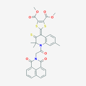 molecular formula C33H26N2O7S3 B406050 DIMETHYL 2-[1-{2-[1,3-DIOXO-1H-BENZO[DE]ISOQUINOLIN-2(3H)-YL]ACETYL}-2,2,7-TRIMETHYL-3-THIOXO-2,3-DIHYDRO-4(1H)-QUINOLINYLIDEN]-1,3-DITHIOLE-4,5-DICARBOXYLATE 