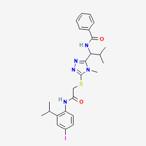 molecular formula C25H30IN5O2S B4060604 N-(1-{5-[(2-{[4-iodo-2-(propan-2-yl)phenyl]amino}-2-oxoethyl)sulfanyl]-4-methyl-4H-1,2,4-triazol-3-yl}-2-methylpropyl)benzamide 
