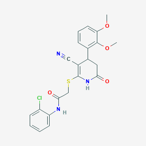 molecular formula C22H20ClN3O4S B4060627 N-(2-chlorophenyl)-2-{[3-cyano-4-(2,3-dimethoxyphenyl)-6-oxo-1,4,5,6-tetrahydropyridin-2-yl]sulfanyl}acetamide 