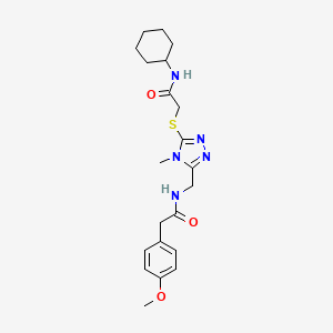 molecular formula C21H29N5O3S B4060636 N-[(5-{[2-(cyclohexylamino)-2-oxoethyl]sulfanyl}-4-methyl-4H-1,2,4-triazol-3-yl)methyl]-2-(4-methoxyphenyl)acetamide 