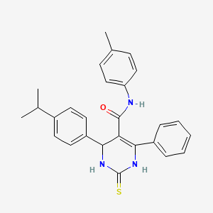 molecular formula C27H27N3OS B4060718 N-(4-methylphenyl)-4-phenyl-6-[4-(propan-2-yl)phenyl]-2-sulfanyl-1,6-dihydropyrimidine-5-carboxamide 
