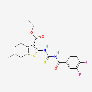 molecular formula C20H20F2N2O3S2 B4060779 ETHYL 2-({[(3,4-DIFLUOROBENZOYL)AMINO]CARBOTHIOYL}AMINO)-6-METHYL-4,5,6,7-TETRAHYDRO-1-BENZOTHIOPHENE-3-CARBOXYLATE 