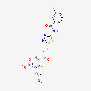 molecular formula C19H17N5O5S2 B4060894 N-[5-({2-[(4-methoxy-2-nitrophenyl)amino]-2-oxoethyl}sulfanyl)-1,3,4-thiadiazol-2-yl]-3-methylbenzamide 