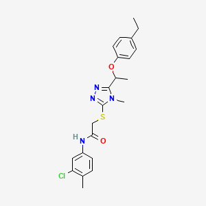 molecular formula C22H25ClN4O2S B4060899 N-(3-chloro-4-methylphenyl)-2-({5-[1-(4-ethylphenoxy)ethyl]-4-methyl-4H-1,2,4-triazol-3-yl}sulfanyl)acetamide 