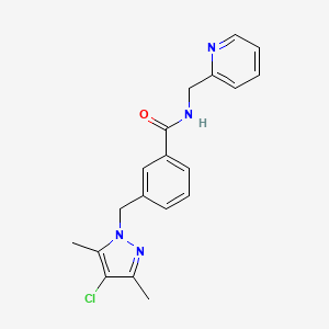 molecular formula C19H19ClN4O B4060955 3-[(4-chloro-3,5-dimethylpyrazol-1-yl)methyl]-N-(pyridin-2-ylmethyl)benzamide 