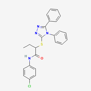 molecular formula C24H21ClN4OS B4060962 N-(4-chlorophenyl)-2-[(4,5-diphenyl-1,2,4-triazol-3-yl)sulfanyl]butanamide 