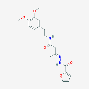 molecular formula C19H23N3O5 B406100 N-[(E)-[4-[2-(3,4-dimethoxyphenyl)ethylamino]-4-oxobutan-2-ylidene]amino]furan-2-carboxamide 