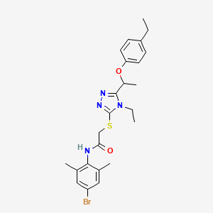molecular formula C24H29BrN4O2S B4061048 N-(4-bromo-2,6-dimethylphenyl)-2-({4-ethyl-5-[1-(4-ethylphenoxy)ethyl]-4H-1,2,4-triazol-3-yl}sulfanyl)acetamide 