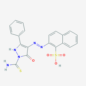 molecular formula C20H15N5O4S2 B406105 2-{2-[1-(aminocarbothioyl)-5-oxo-3-phenyl-1,5-dihydro-4H-pyrazol-4-ylidene]hydrazino}-1-naphthalenesulfonic acid 