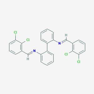 molecular formula C26H16Cl4N2 B406119 N,N'-bis[(E)-(2,3-dichlorophenyl)methylidene]biphenyl-2,2'-diamine 