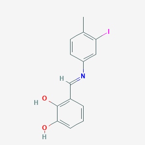 molecular formula C14H12INO2 B406120 3-{[(3-Iodo-4-methylphenyl)imino]methyl}-1,2-benzenediol 