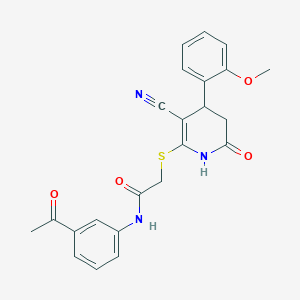 molecular formula C23H21N3O4S B4061257 N-(3-acetylphenyl)-2-{[3-cyano-4-(2-methoxyphenyl)-6-oxo-1,4,5,6-tetrahydropyridin-2-yl]sulfanyl}acetamide 