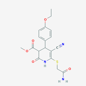 molecular formula C18H19N3O5S B4061269 METHYL 6-[(CARBAMOYLMETHYL)SULFANYL]-5-CYANO-4-(4-ETHOXYPHENYL)-2-OXO-1,2,3,4-TETRAHYDROPYRIDINE-3-CARBOXYLATE 