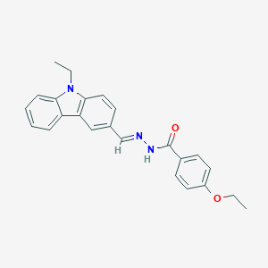 molecular formula C24H23N3O2 B406138 4-ethoxy-N'-[(9-ethyl-9H-carbazol-3-yl)methylene]benzohydrazide CAS No. 303215-94-3