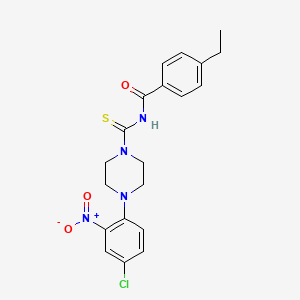molecular formula C20H21ClN4O3S B4061481 N-{[4-(4-chloro-2-nitrophenyl)piperazin-1-yl]carbonothioyl}-4-ethylbenzamide 