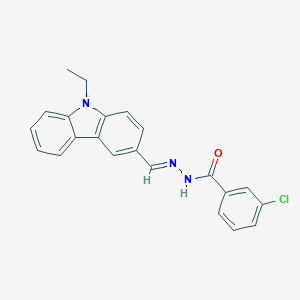 molecular formula C22H18ClN3O B406150 3-chloro-N'-[(9-ethyl-9H-carbazol-3-yl)methylene]benzohydrazide 