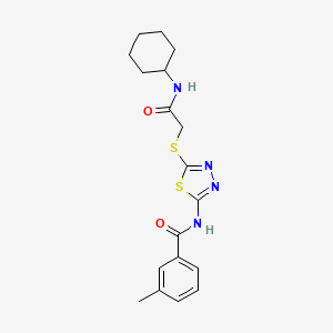 molecular formula C18H22N4O2S2 B4061564 N-(5-((2-(cyclohexylamino)-2-oxoethyl)thio)-1,3,4-thiadiazol-2-yl)-3-methylbenzamide 