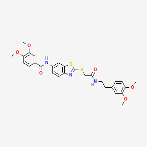 molecular formula C28H29N3O6S2 B4061716 N-{2-[(2-{[2-(3,4-dimethoxyphenyl)ethyl]amino}-2-oxoethyl)sulfanyl]-1,3-benzothiazol-6-yl}-3,4-dimethoxybenzamide 