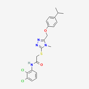 molecular formula C21H22Cl2N4O2S B4061721 N-(2,3-dichlorophenyl)-2-[(4-methyl-5-{[4-(propan-2-yl)phenoxy]methyl}-4H-1,2,4-triazol-3-yl)sulfanyl]acetamide 