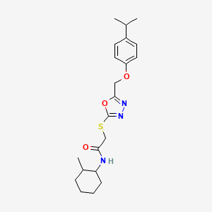 molecular formula C21H29N3O3S B4061830 N-(2-methylcyclohexyl)-2-[(5-{[4-(propan-2-yl)phenoxy]methyl}-1,3,4-oxadiazol-2-yl)sulfanyl]acetamide 