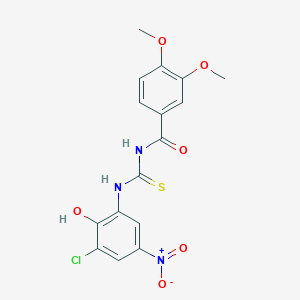 molecular formula C16H14ClN3O6S B4062007 N-[(3-chloro-2-hydroxy-5-nitrophenyl)carbamothioyl]-3,4-dimethoxybenzamide 