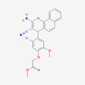 molecular formula C24H19BrN2O5 B4062064 METHYL 2-(4-{2-AMINO-3-CYANO-4H-BENZO[H]CHROMEN-4-YL}-5-BROMO-2-METHOXYPHENOXY)ACETATE 