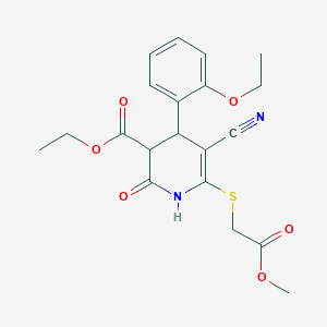 molecular formula C20H22N2O6S B4062176 Ethyl 5-cyano-4-(2-ethoxyphenyl)-6-[(2-methoxy-2-oxoethyl)sulfanyl]-2-oxo-1,2,3,4-tetrahydropyridine-3-carboxylate 