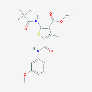 molecular formula C21H26N2O5S B406218 ETHYL 2-(2,2-DIMETHYLPROPANAMIDO)-5-[(3-METHOXYPHENYL)CARBAMOYL]-4-METHYLTHIOPHENE-3-CARBOXYLATE 