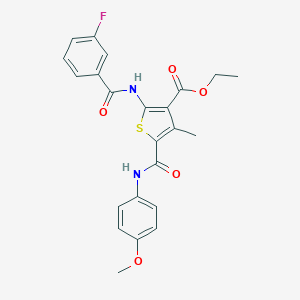 molecular formula C23H21FN2O5S B406219 Ethyl 2-[(3-fluorobenzoyl)amino]-5-[(4-methoxyanilino)carbonyl]-4-methyl-3-thiophenecarboxylate 