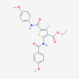 molecular formula C24H24N2O6S B406222 ETHYL 2-(4-METHOXYBENZAMIDO)-5-[(4-METHOXYPHENYL)CARBAMOYL]-4-METHYLTHIOPHENE-3-CARBOXYLATE 