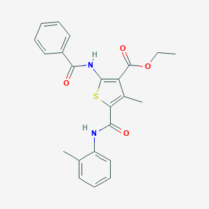 molecular formula C23H22N2O4S B406223 Ethyl 2-benzamido-4-methyl-5-[(2-methylphenyl)carbamoyl]thiophene-3-carboxylate 