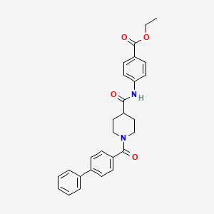 molecular formula C28H28N2O4 B4062332 Ethyl 4-[[1-(4-phenylbenzoyl)piperidine-4-carbonyl]amino]benzoate 